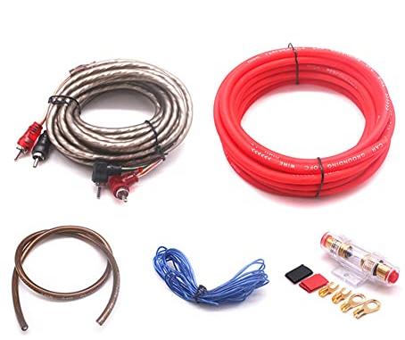 Kit De Câblage Audio De Voiture, Amplificateur Puissance Voiture Haut-Parleurs Audio Caisson Basses 6GA, Kit De Câble D'amplificateur D'installation Caisson Basses Stéréo Voiture 4,5 M avec Fusible