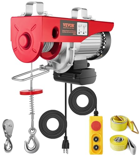 VEVOR Electric Hoist with Remote Control, 1320LBS Electric Winch, 110V Electric Hoist with 14ft Wired Control for Lifting in Factories, Warehouses, Construction Site, Attic