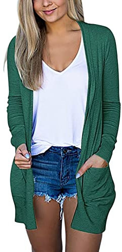 ADMAY Camicetta Donna Sfiancata Elegante Maniche Lunghe Cardigan a Maniche Lunghe per Donna Cardigan Aperto sul Davanti con Tasche Maglione Cardigan Leggero spolverino Casual Cappotto Pile
