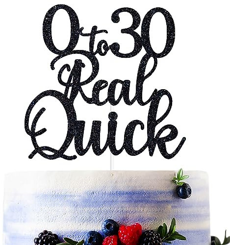 Tortenaufsatz, Motiv: Talk Thirty to Me/Thirty Dirty/Rip Twenties, Death to My Youth 30th Birthday, Schwarz glitzernd