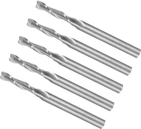 CoCud 5 Stück Spiral Schaftfräser 1/8 Schaft 2,5 mm x 12 mm Vollhartmetall | CNC-Fräser Fräswerkzeuge, 2-Schneiden, Für Sperrholz Hartholz Kunststoff