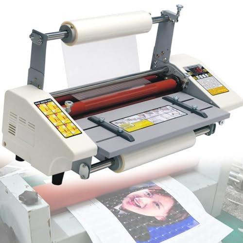 ZXSYYDS Plastifieuse à Rouleaux Chauds Et Froids, Plastifieuse Thermique,0-180℃ Ajusté, 600W, Contrôle Numérique électrique, pour Usage Commercial De Bureau D'école