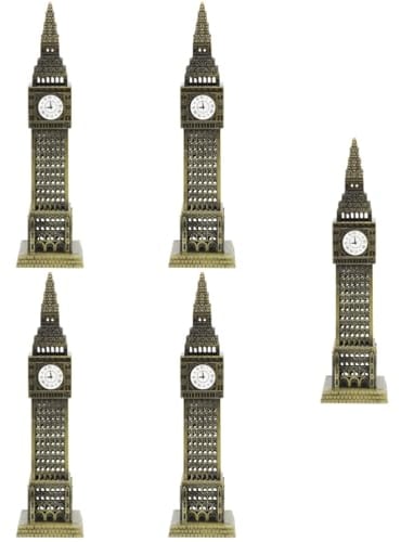 ibasenice 5st Big Ben-Modell Londoner Geschenke Big-Ben-Uhr-Statue Wahrzeichen-Figur Desktop-Ornament Architekturdekor Londoner Einrichtung Mikrobausteine Jahrgang Legierung Sammlung Reisen