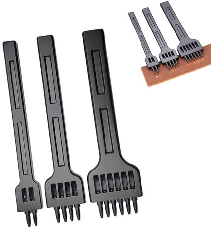 3 Stück Locher Stanzen Werkzeug, Zinken Stanze, Prong Leder Stanzen Loch Werkzeug, Leder Locher Werkzeuge, Leder Meißel, Metall 4mm 2/4/6 Leder Bastelzahn Stanzwerkzeug, für Gürtel, Karte, Schwarz