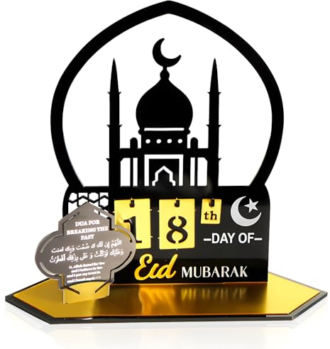 TOPJOWGA Eid Mubarak Countdown-Kalender Acryl, 30 Tage Ramadan Kalender, Eid Mubarak Adventskalender, Ramadan Kalender aus Acryl, Adventskalender Countdown-Kalender, Eid Party Dekoration
