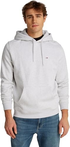 Tommy Jeans TJM Reg S Flag Hoodie Pullover-Kapuzenpulli, Herren, Grau (Silver Grey Heather), L