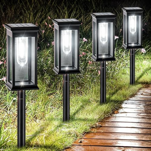 Amzxart Solarlampen für Außen Garten, 8 Stück Solarleuchten Garten IP65 Solar Gartenleuchten für Außen, Auto Ein/Aus Solar Wegeleuchten für Hof, Weg, Terrasse, Rasen