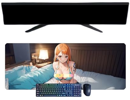 One Piece NaMi Tapis de Souris XXL Multifonction Gaming Anime, 800x300mm, Tapis de Souris Clavier Gaming imperméable et 3mm Base en Caoutchouc antidérapant Surface Texturée