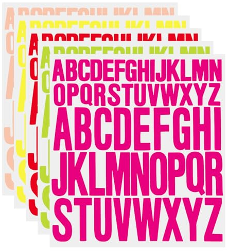 5 Sheet Capital Letter Stickers 1 Inch 2 Inch Self Adhesive Letters Stick On Letters Waterproof Vinyl Alphabet Stickers Sticky Letters for Scrapbooking Craft Sign Poster Card Window Mailboxes(Rainbow)