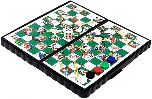 Snakes and Ladders Family Board Game for 4 Players, Traditional Design, Black