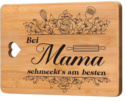 Apjielop Mama Geschenk, Muttertagsgeschenke für Mama - Bambus Schneidebrett, Geschenke für Mama zum Geburtstag, Geschenk für Mama von Tochter Sohn, Geburtstagsgeschenk für Mama (28 X 21.5 Cm)