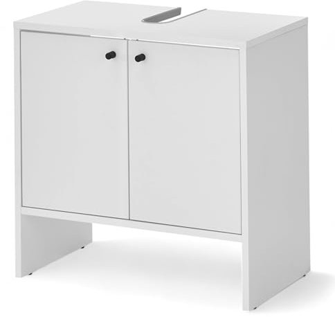 Kairo Badezimmer Waschbeckenunterschrank in Weiß - Bad Unterschrank Badezimmerschrank mit viel Stauraum - 60 x 60 x 35 cm (B/H/T)