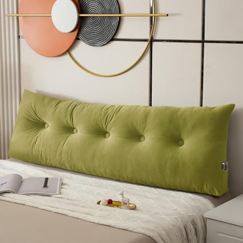 BIRJXVTO Rückenkissen Lang Keilkissen Hohen Sofa Bettkissen Rückenlehne Kissen Großes Wandkissen Lesekissen Lendenkissen für Bett Kopfteil Waschbar Removable Bezug,Green a,100x40x12cm