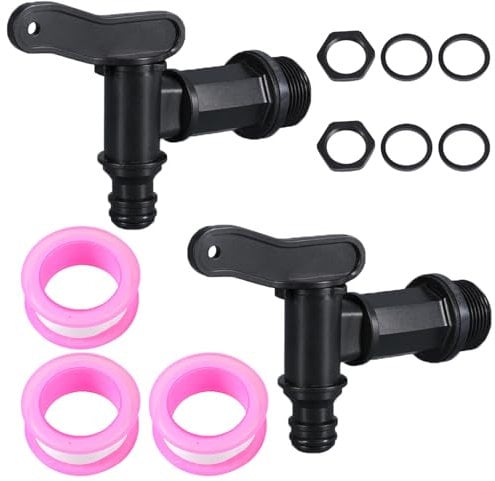 Rubinetto per Cisterna,3/4'' Rubinetto Cisterna,2 Rubinetto di Plastica del Secchio della Pioggia,Rubinetto di Ricambio per Serbatoio Dell'acqua,Rubinetto di Scarico in Plastica con Nastro Sigillante