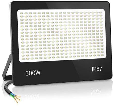 HAPYLUMI 300W LED Strahler Außen, Superhell 30000LM Scheinwerfer 6500K Kaltweiß Außenstrahler mit Eingebauter LED-Treiber, IP67 Wasserfest Fluter Aussenstrahler für Garten Hinterhof Garage