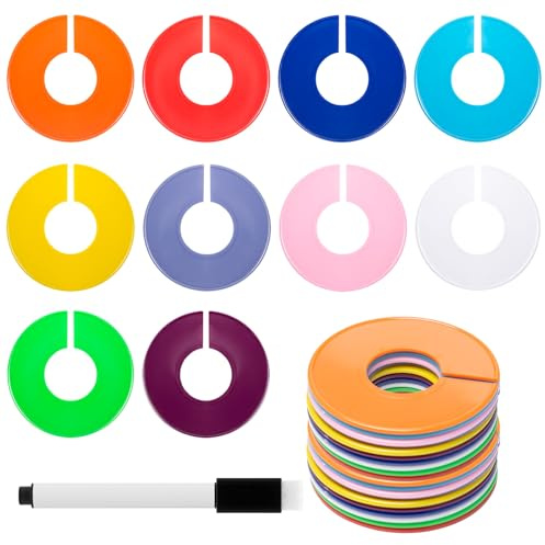 Sxutop 30 Stück Größentrenner Kleiderstange Bunt, aus Kunststoff, 10 Farben | Kleiderständer Größenteiler, Größenfinder Kleiderbügel, für Garderoben Klassifizierung, Bekleidungsgeschäfte