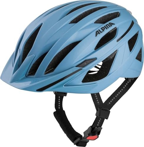 ALPINA HAGA - Stoßabsorbierender, Sicherer & Optimal Anpassbarer Urban Fahrradhelm Mit Integriertem LED-Licht Für Erwachsene, Smoke-Blue matt, M (55-59 cm)