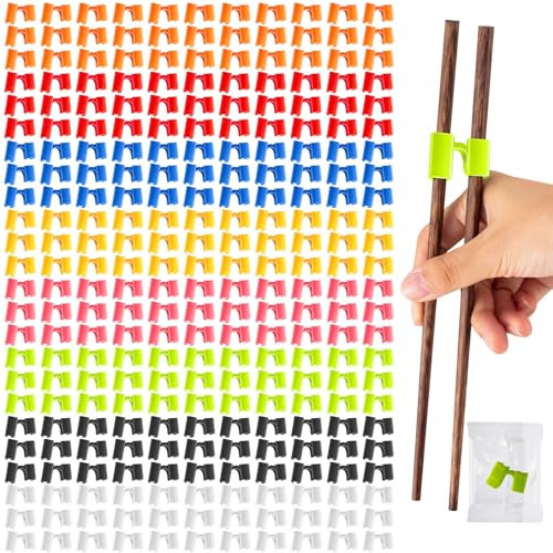 Suttmin 1000 Pcs Reusable Chopsticks Helper Multicolor Training Chopsticks Hinges Connector Plastic Practice Chopstick Trainer Chinese Chop Stick Helper for Adult Learner Beginner