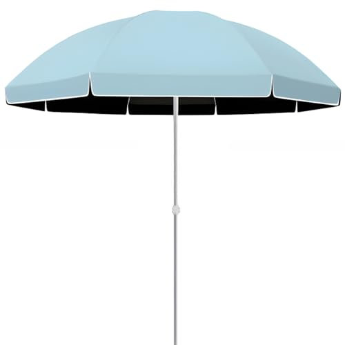 Parasol de plage portable de 2,6 m avec protection UV réglable en hauteur pour bord de mer, piscine, voyage, abri solaire en plein air