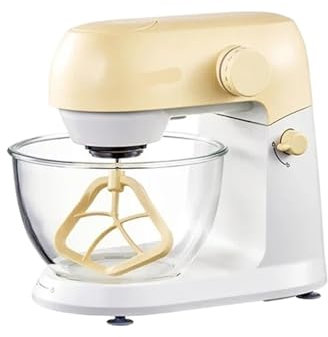 KUMIAN Stand Mixer, Mute Stand Mixer Household Small Flour-Mixing Machine Dough Mixer Automatic Cream Stirring Fresh Milk Machine,Kitchen Appliances(Yellow stainless)
