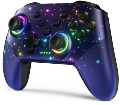 SVP Game - RN4Star Mando inalámbrico, mando inalámbrico de Switch LED, compatible con Switch/PC/IOS/Android, controlador multiplataforma con luz RGB de 9 colores, programable, vibración