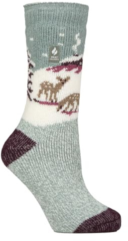 HEAT HOLDERS – Womens Thermal Socks, Thick Fluffy Winter Socks Size 4-7 | Warm Socks for Indoor & Outdoor Wear (UK, Numeric, 4, 7, Regular, Regular, Fawn Landscape Sage)