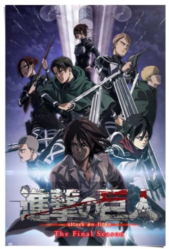 REINDERS Poster, Attack on Titan - the final season, Teenager Zimmer, Poster, Wanddeko, Room Decor, Bilderdruckpapier, Blau, 91,5 x 61