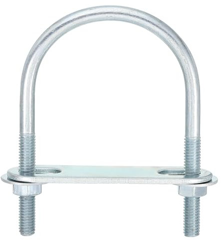 QUARKZMAN Runde U-Bolzen Bügelschraube, 2 Satz 50mm ID x 80mm Länge U Winkel M6 Verzinkter Kohlenstoffstahl U-Klammerbolzen mit Muttern und Platten, für Autos Reparatur Bootstrailer