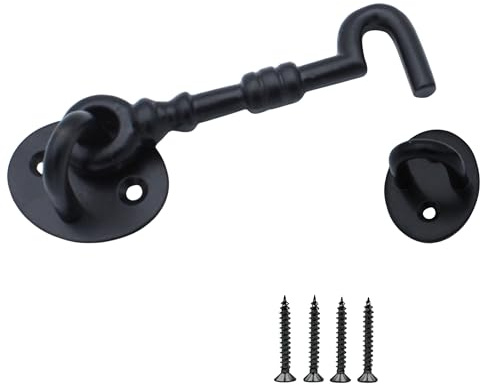 Keypak 100mm Decorative Cabin Hook Security Latch in Antique Black Finish | Perfect for Securing Gates Doors & Garden Sheds Strong & Durable Materials Easy to Install