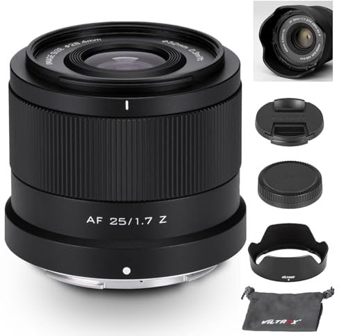 VILTROX 25mm F1.7 Z, AF 25mm f/1.7 APS-C Lens for Nikon Z, Large Aperture STM Auto Focus Prime Lens for Nikon Z-Mount Cameras Z5 Z50 Z50II Z6 Z6II Z7 Z7II ZFC Z30 Z9 Z8 ZF Z6III