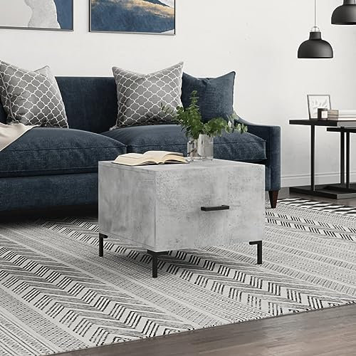 OHOOWOO Couchtisch Betongrau 50x50x40 cm Holzwerkstoff,Eleganter Wohnzimmertisch mit Stauraum Betonoptik Eisenbeine Couchtische, Kaffeetische