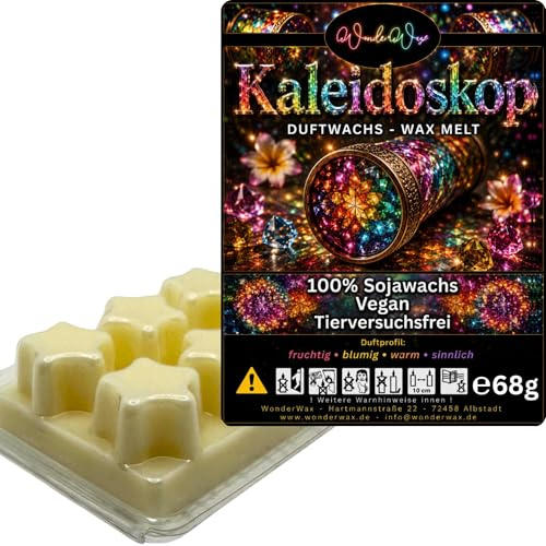 WonderWax® Duftriegel 6 x Duftwachs Sterne Weiß Kaleidoskop | Farbe: Weiß | Raumduft für Duftlampen, Wax Melt, Sojawachs, Indoor Duftöl Wachs schmelzen für Aromalampe