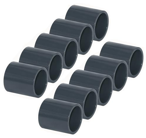 HAF 10x PVC Fittings Muffe mit 63mm | Klebemuffe x Klebemuffe | Verbinder aus grauem PVC-U | PN16 für PVC Rohr, Poolfitting, Pool, Schwimmbad, Poolverrohrung, Druckleitung, Rohrleitung & Teich