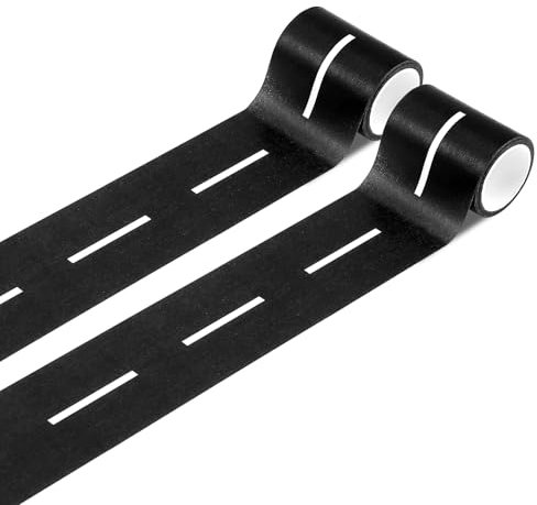 2 Stück Straßen Klebeband, Autobahn Eisenbahn Straßen Klebeband Straßenband Für Kinder Schwarzes Straßenband DIY Autobahn Tape Für Spielen Und Lernen Kindergeburtstagsparty Rennparty-Dekoration