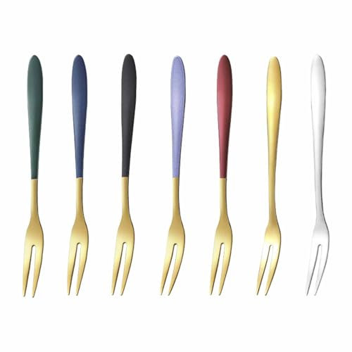 6-Piece Stainless Steel Fruit & Dessert Forks Set - Colorful Cake & Appetizer Forks for Home, Weddings, Parties, Cafés & Restaurants - Perfect for Christmas & Special Occasions