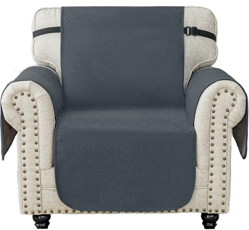 Ystyle Sofa Überzug 1 Sitzer, Sofabezug Mit Armlehne, Sofaüberwürfe rutschfest, Sofaschutz Für Haustier Katze Hunde, Sofaschoner Durable, Anti-Fleck Couch Überzug, Couchbezug, Dunkelgrau
