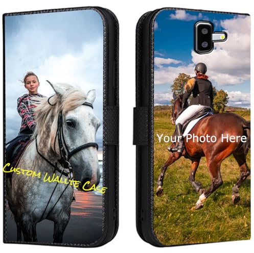 FortiCase Personalisierte Hülle für Samsung Galaxy S9,Flip Leder Hülle Kartenfach Standfunktion Case,mit Eigenem Foto Bild Text Personalisiert Handyhülle - Black-LN4