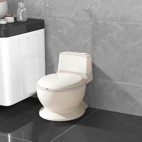 Töpfchen für Babys, Toilettensitz, 1 – 4 Jahre, 0 – 50 kg, Spritzschutz, echter Jagd-Sound, abnehmbare Schüssel, leicht zu reinigen, Füße aus Gummi, Grau, 1 Stück