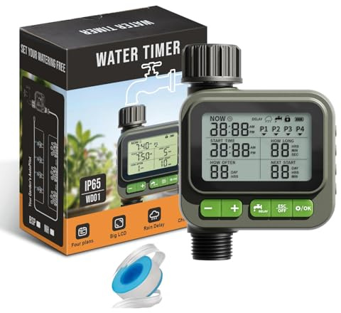 Timer di irrigazione automatico con ampio display LCD – Modalità manuale/automatica, funzione di ritardo pioggia