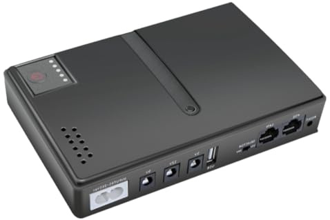 Malloy Enrutador con de Alimentación Ininterrumpida UPS Sin Batería DC1018L, Enrutador de 5 V, 9 V y 12 V, Módem Óptico, Monitoreo de Respaldo, Enchufe Europeo