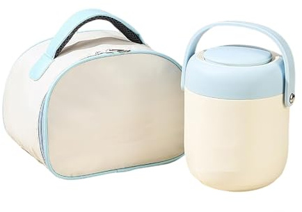 Lonchera térmica de acero inoxidable 304 con compartimentos separados, recipiente hermético para alimentos, adecuado para el trabajo y la escuela.(Blue)