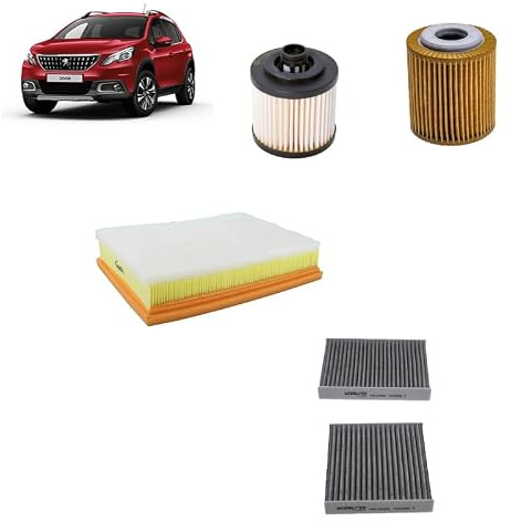 Kit tagliando 4 filtri compatibile con Peugeot 2008 i 1.6 HDI Gasolio 2013+