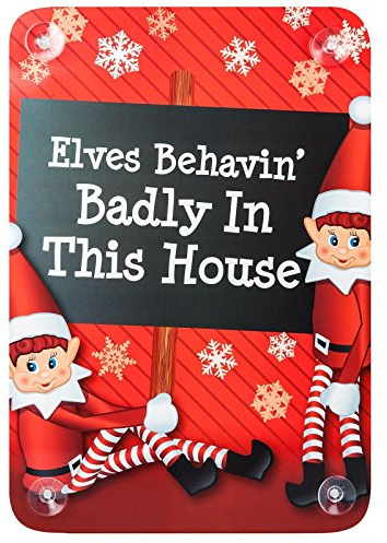 PMS NAUGHTY ELVES ARE LIVING HERE WINDOW STICKERS 2ASST PBHC