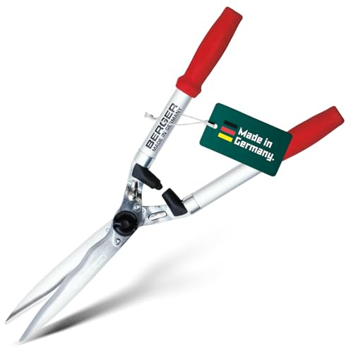 BERGER Heckenschere 4595 | Handheckenschere | Heckenschere manuell | 24 cm Schnittlänge | Wellenschliff mit 2 Saftrillen & Anschlagdämpfer | Leicht & langlebig aus Aluminium | Made in Germany