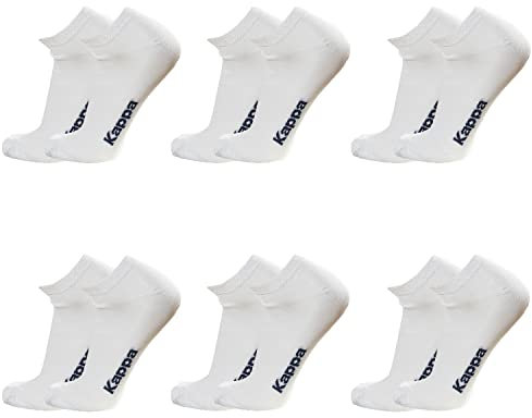 Kappa 6 Paia Calze Corte Fantasmini Maglia Jersey in Filo di Scozia unisex (42/44, bianco)