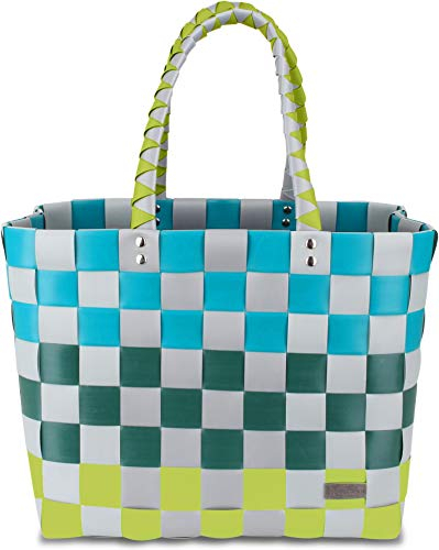 normani Einkaufskorb Shopper geflochten aus Kunststoff - robuster Strandkorb aus wasserabweisendem Material Farbe Classic/Haikili