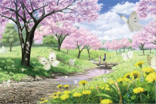 SuperPower® Bella Opera d'arte 1000 pezzi Rosa Fiori di Ciliegio Alberi Primavera Turismo Paesaggio Pittura ad olio Adulti Giocattoli Bambini Educativi Puzzle in legno per Natale Compleanno Regali