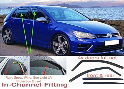 AC WOW 4x Wind Deflectors compatible with VW Golf 7 Mk7 VII 5-door hatchback 2012 2013 2014 2015 2016 2017 2018 2019 2020