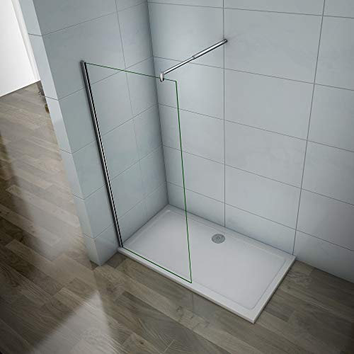 AICA ITALY Parete Doccia Walk-in Con Barra Stabilizzatrice Regolabile 70-120cm Vetro 6mm Temperato Anticalcare Misura 65x195cm