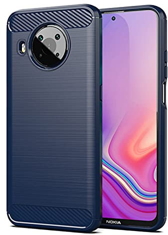 SCL Cover Compatibile con Nokia X10 e X20 Cover Nokia X10 e X20 Case, [Blu] Effetto Spazzolato in Fibra di Carbonio, Anti-Impronta, Resistente all'Usura e ai Graffi, Paraurti Anti-collisione